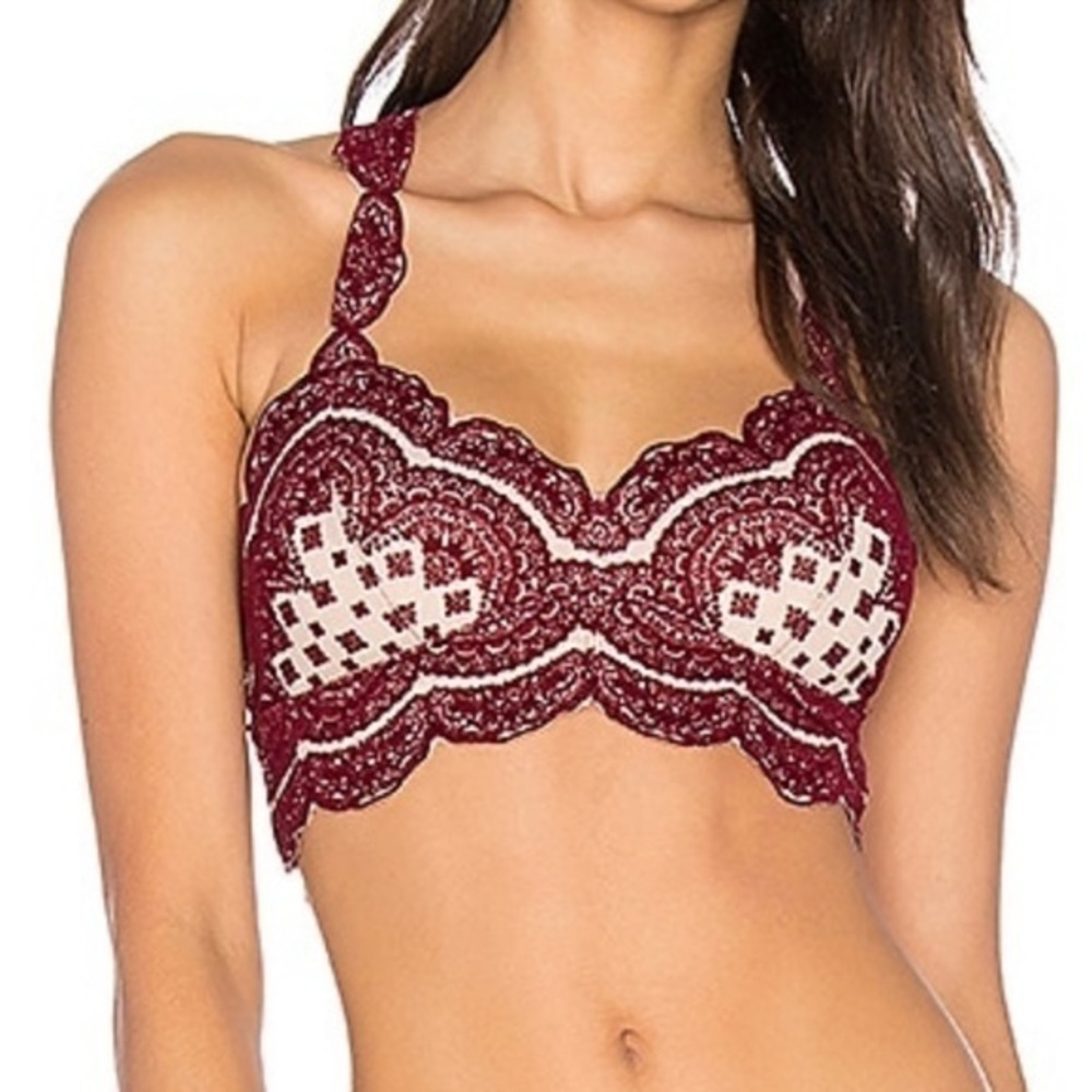 Free People Strange Magic flocked bralette NWT size M